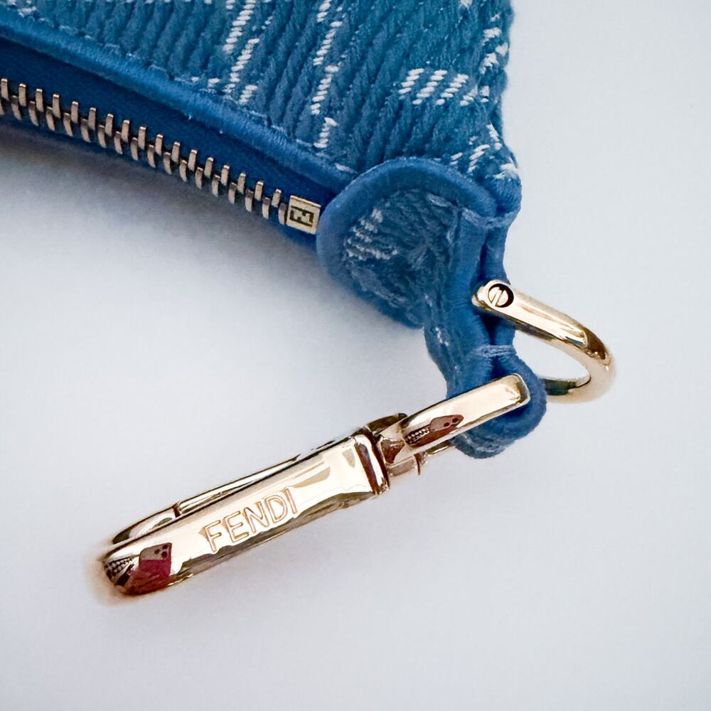 Fendi Nano Fendigraphy Mini Bag Woven Fabric Leather Blue Denim Effect - Picture 11 of 16